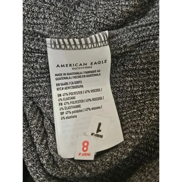 American Eagle Ribbed Tank Bodysuit Women Small Heather Gray Sleeveless New - Picture 5 of 6